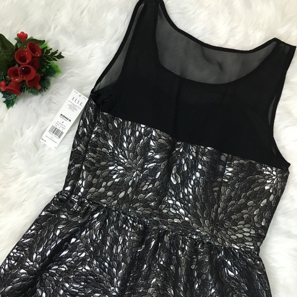 NWT Elle Silver Black Brocade Cocktail Dress 4 - Picture 8 of 8